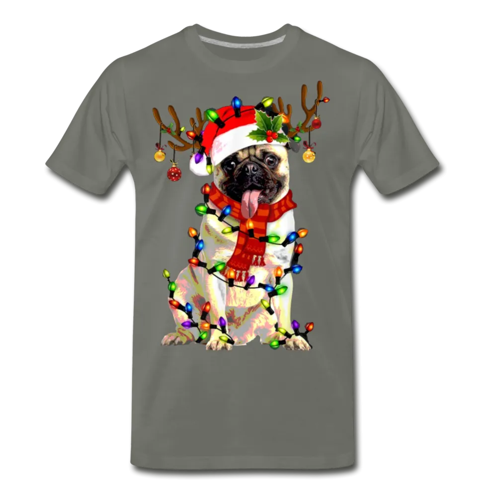 Christmas Pug Love Funny Christmas Men/Unisex Premium T-shirt.