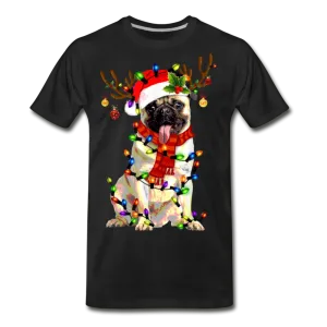 Christmas Pug Love Funny Christmas Men/Unisex Premium T-shirt.