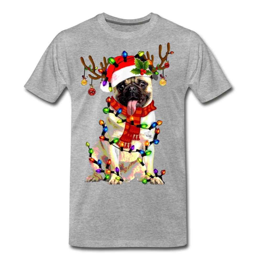 Christmas Pug Love Funny Christmas Men/Unisex Premium T-shirt.