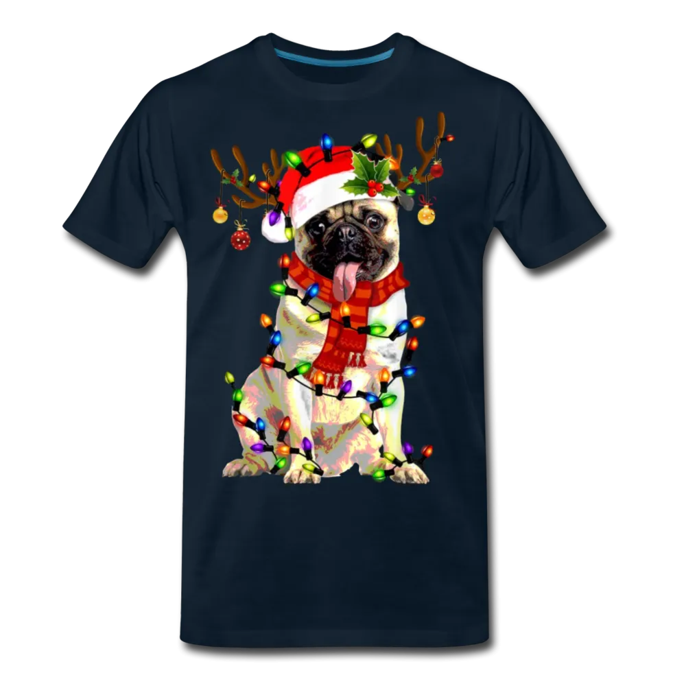Christmas Pug Love Funny Christmas Men/Unisex Premium T-shirt.