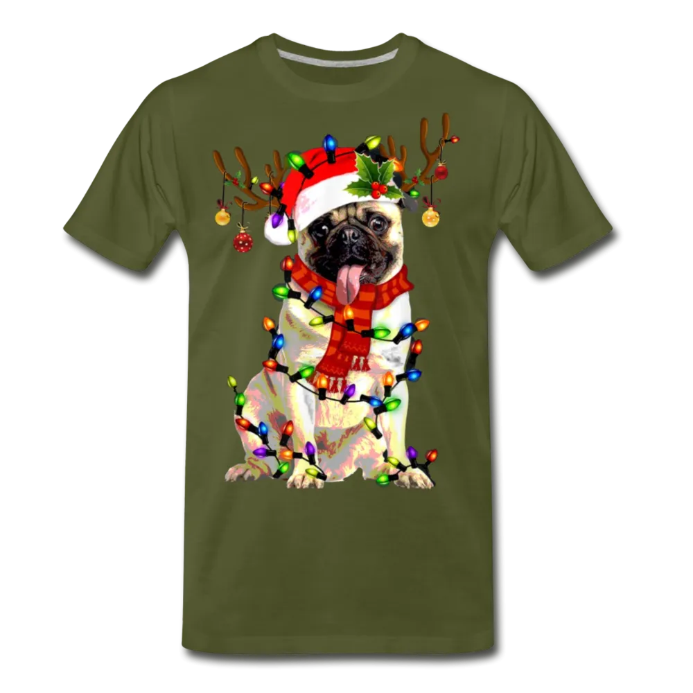 Christmas Pug Love Funny Christmas Men/Unisex Premium T-shirt.