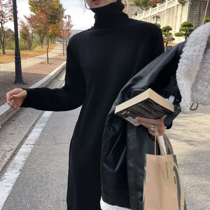 Clio® | Warm sweater dress with long sleeves and stand-up collar