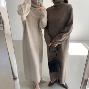 Clio® | Warm sweater dress with long sleeves and stand-up collar
