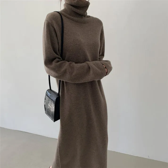 Clio® | Warm sweater dress with long sleeves and stand-up collar