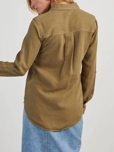 Collared Neck Button Down Denim Top