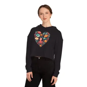 Colorful Heart Fishes Cropped Hoodie for Bold Looks