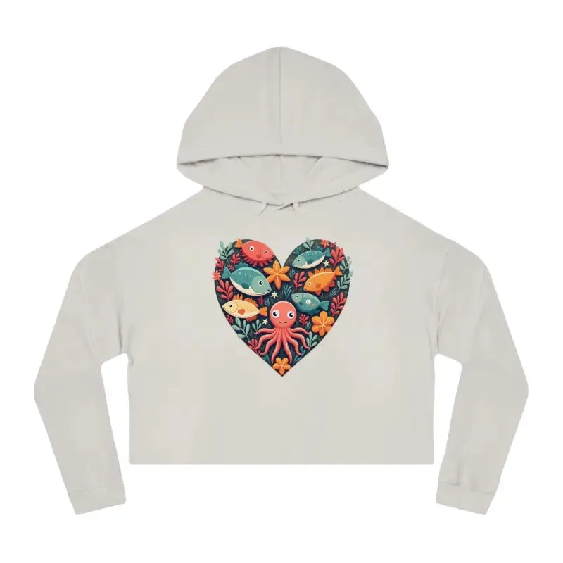 Colorful Heart Fishes Cropped Hoodie for Bold Looks