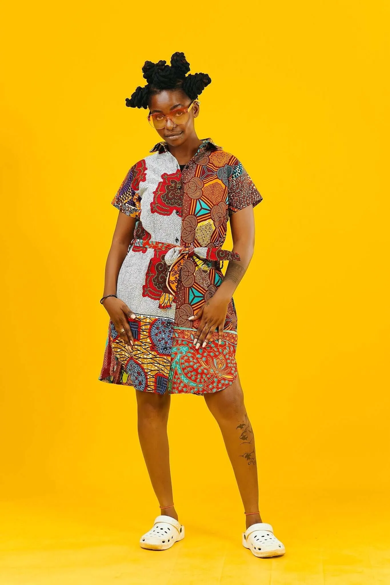 Colour Me Crazy Patchwork African Print Midi Shirt Dress