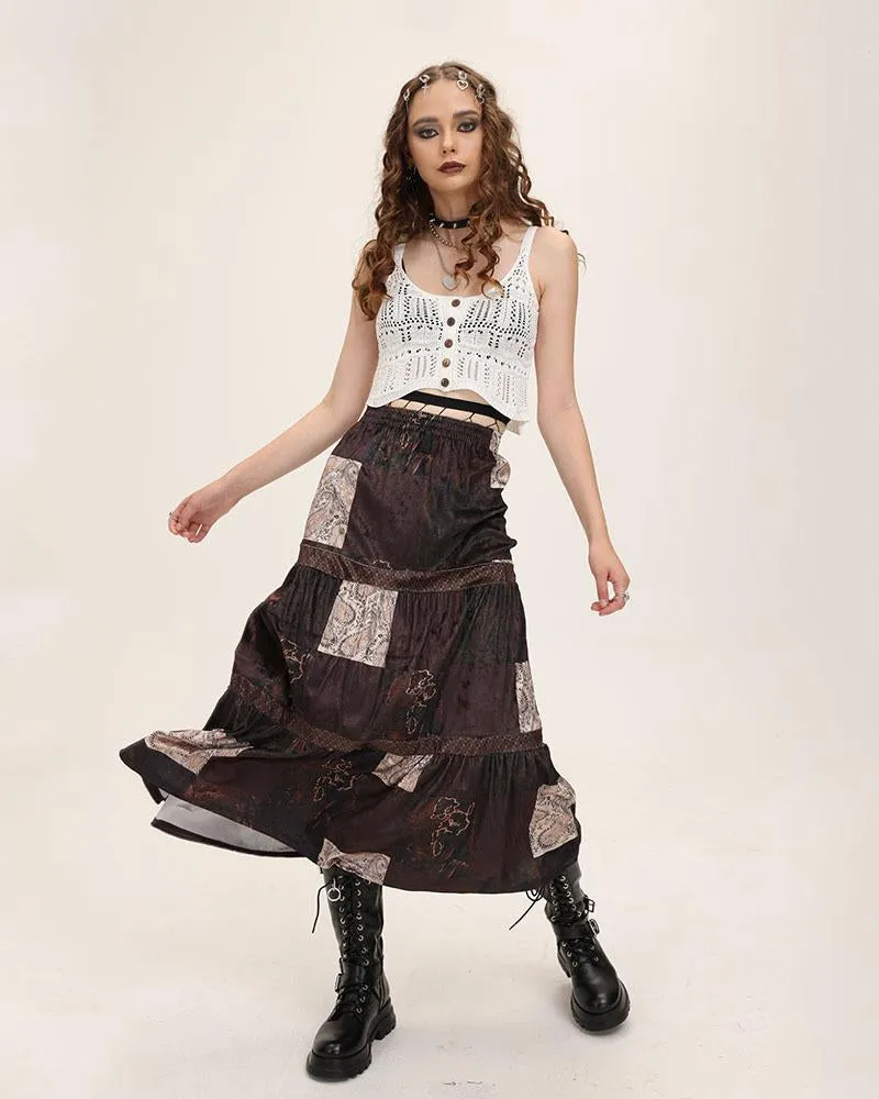 Cottage Grunge Patchwork Maxi Skirt