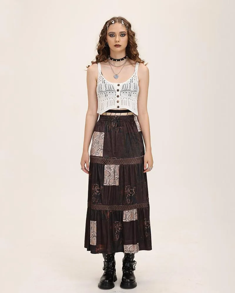 Cottage Grunge Patchwork Maxi Skirt