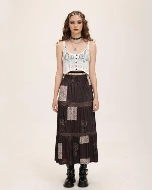Cottage Grunge Patchwork Maxi Skirt