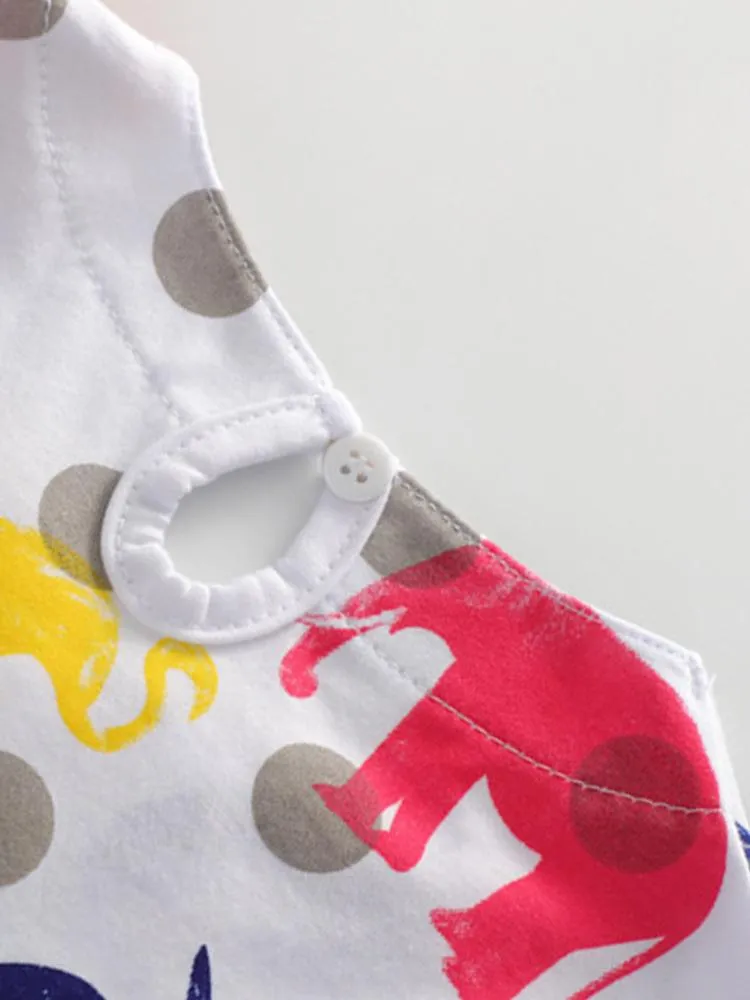 Counting Animals - Multicoloured Short Sleeved White Dress