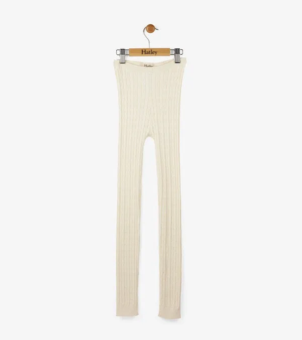 Cream Cable Knit Leggings