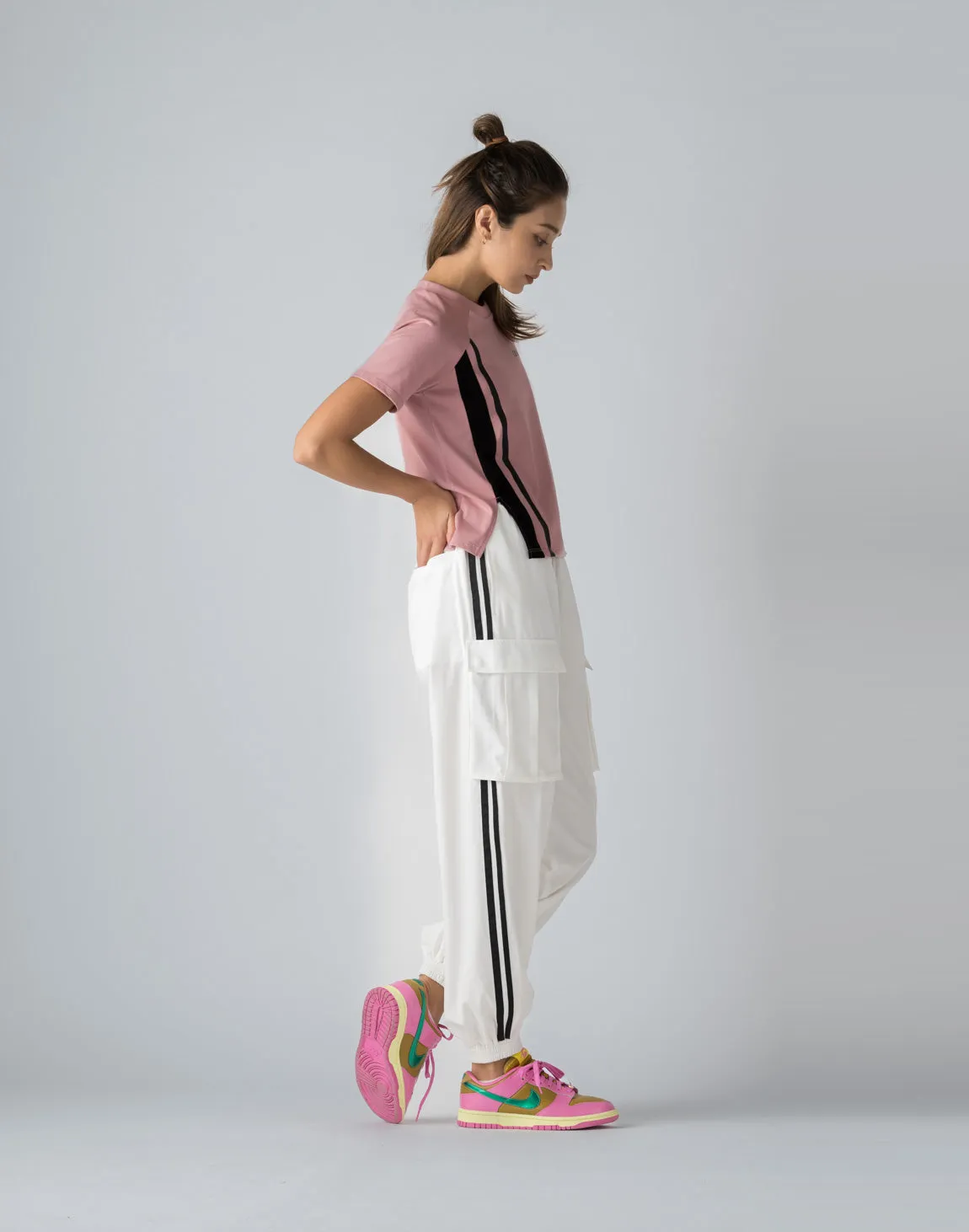 CRONOS WOMEN FRONT SLIT T-SHIRTS【PINK】