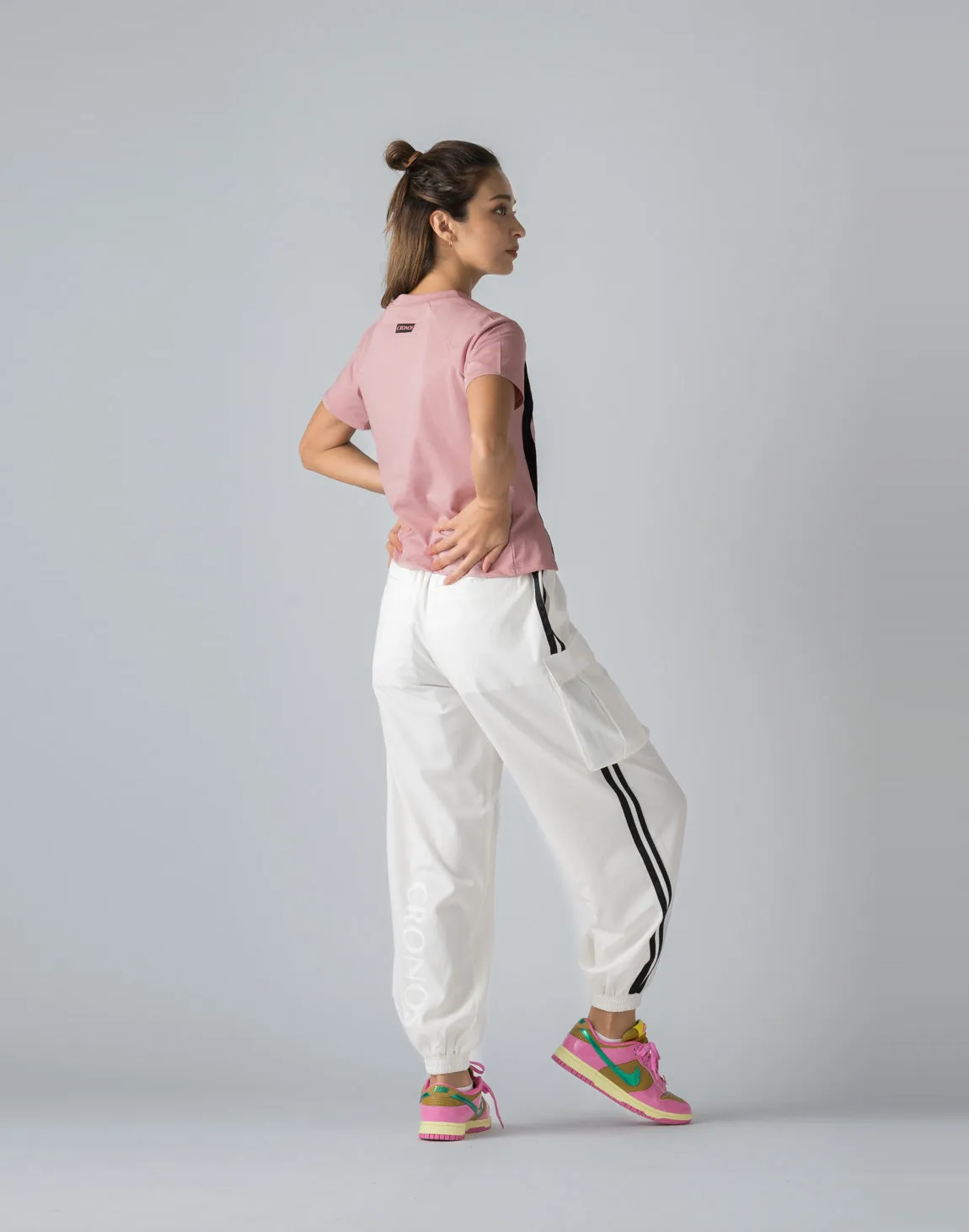 CRONOS WOMEN FRONT SLIT T-SHIRTS【PINK】