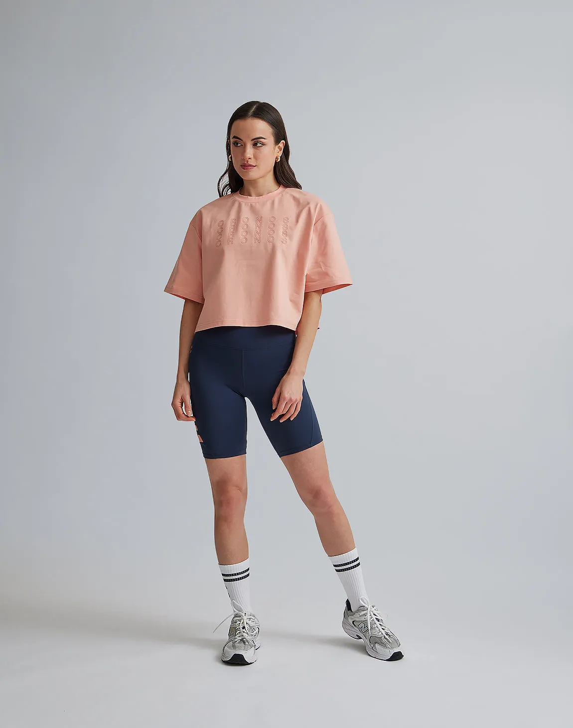 CRONOS WOMEN LOGO SHORT T-SHIRTS【PINK】