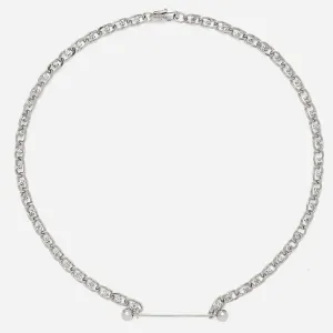 Crystal Barbell Necklace in Silver