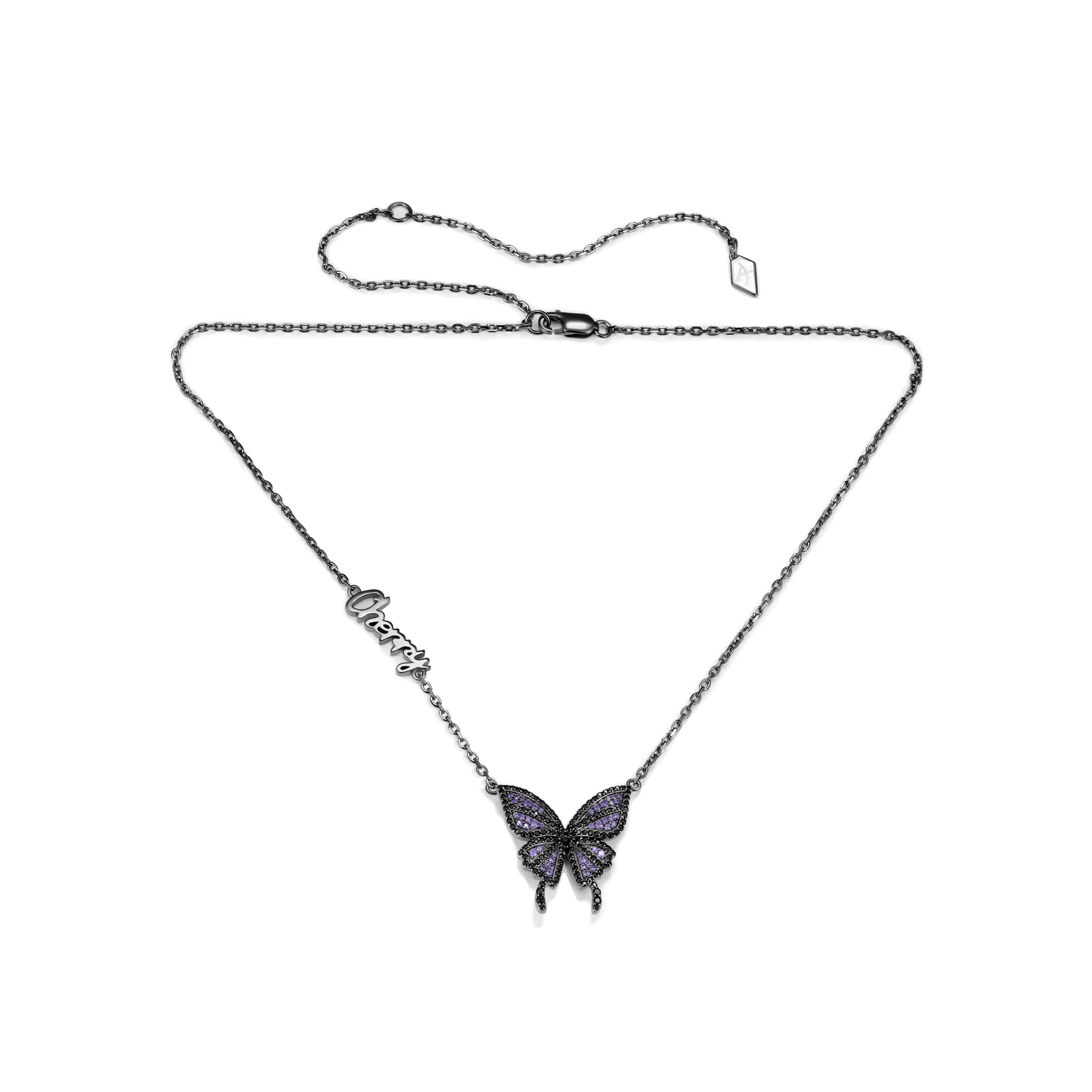 Custom Moissanite Purple Butterfly Necklace