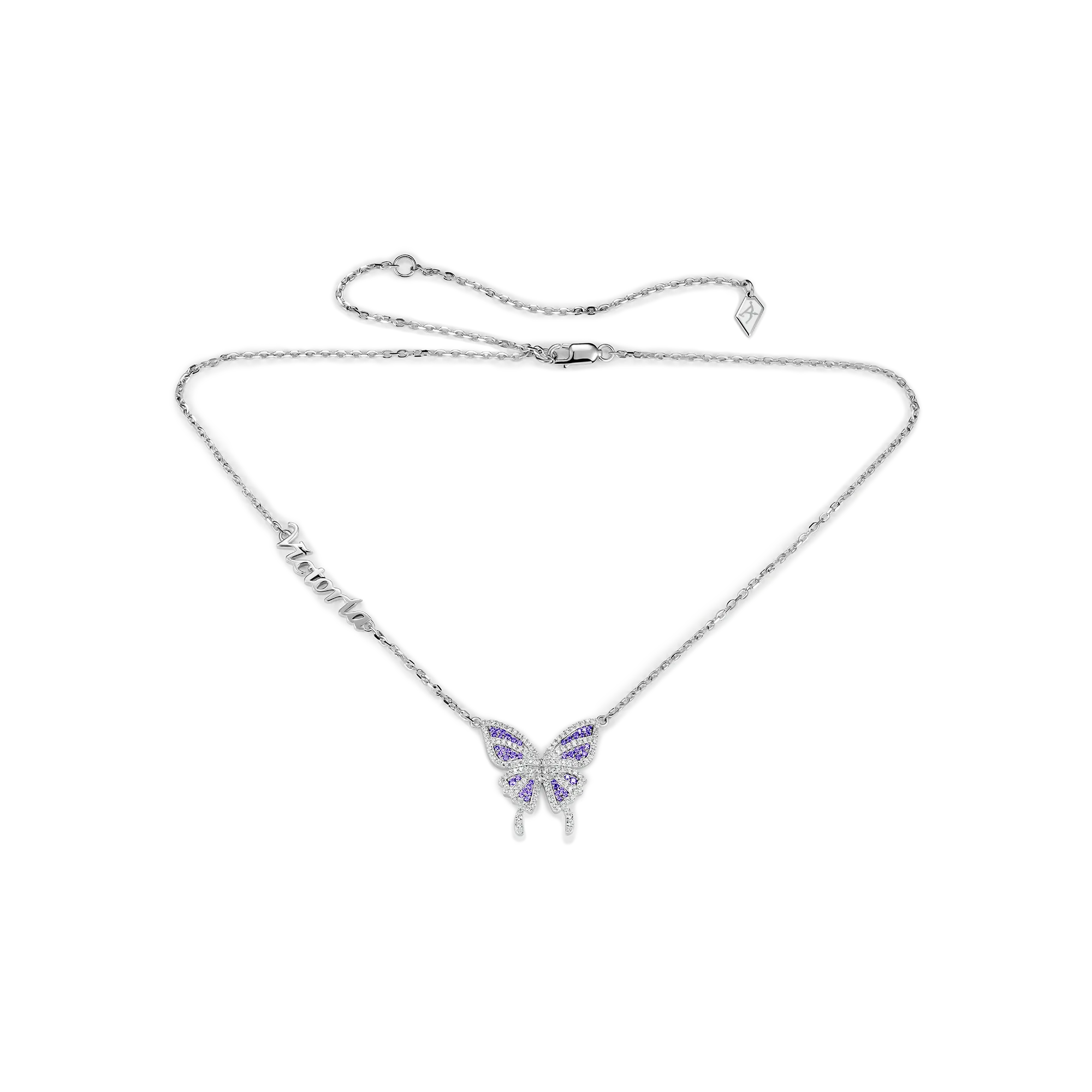 Custom Moissanite Purple Butterfly Necklace