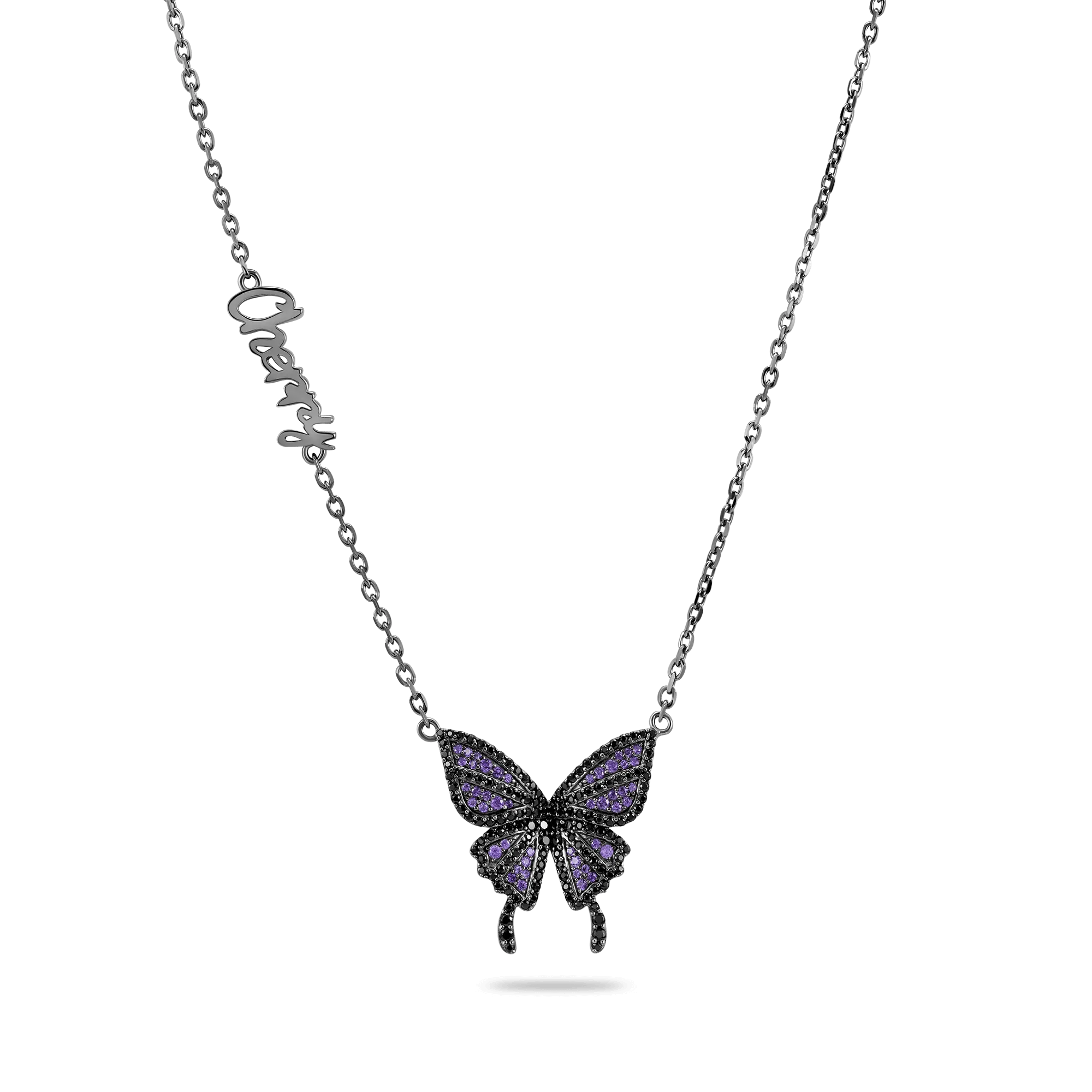 Custom Moissanite Purple Butterfly Necklace