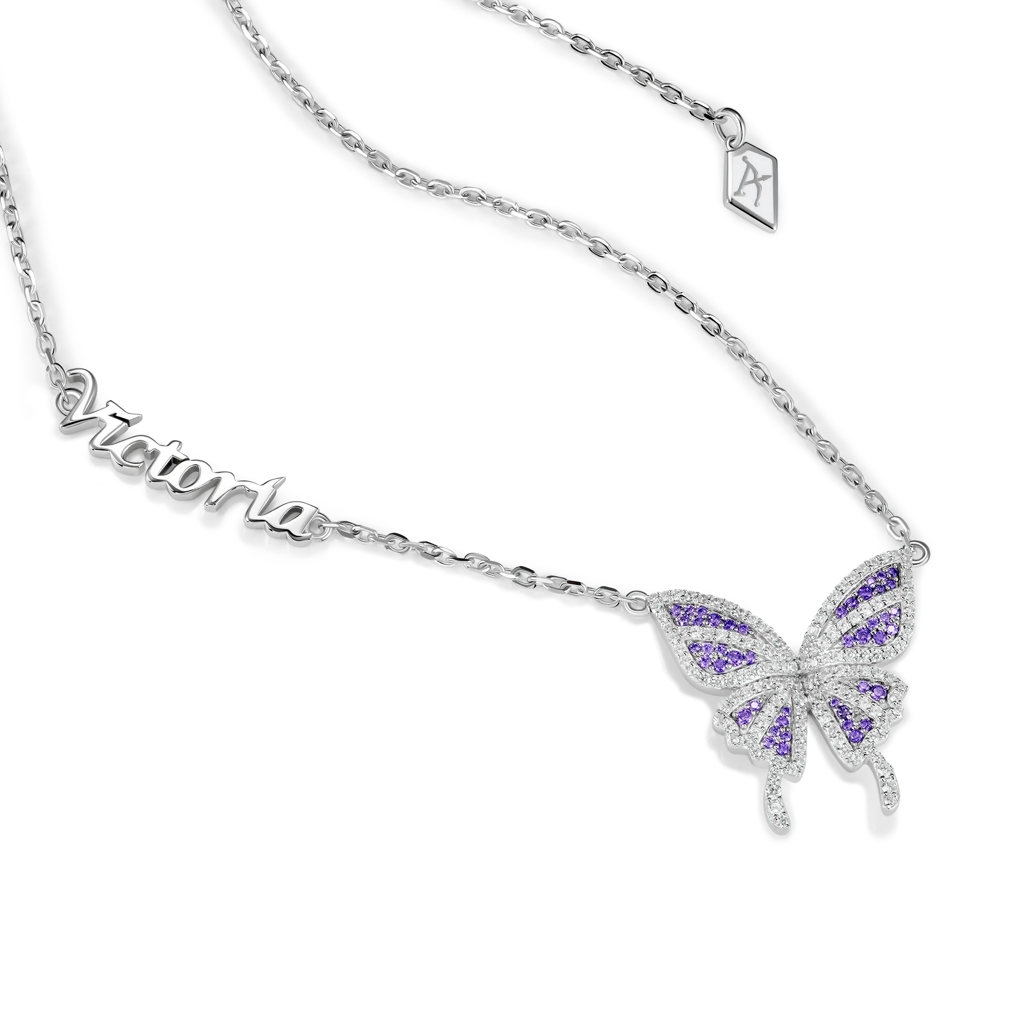 Custom Moissanite Purple Butterfly Necklace