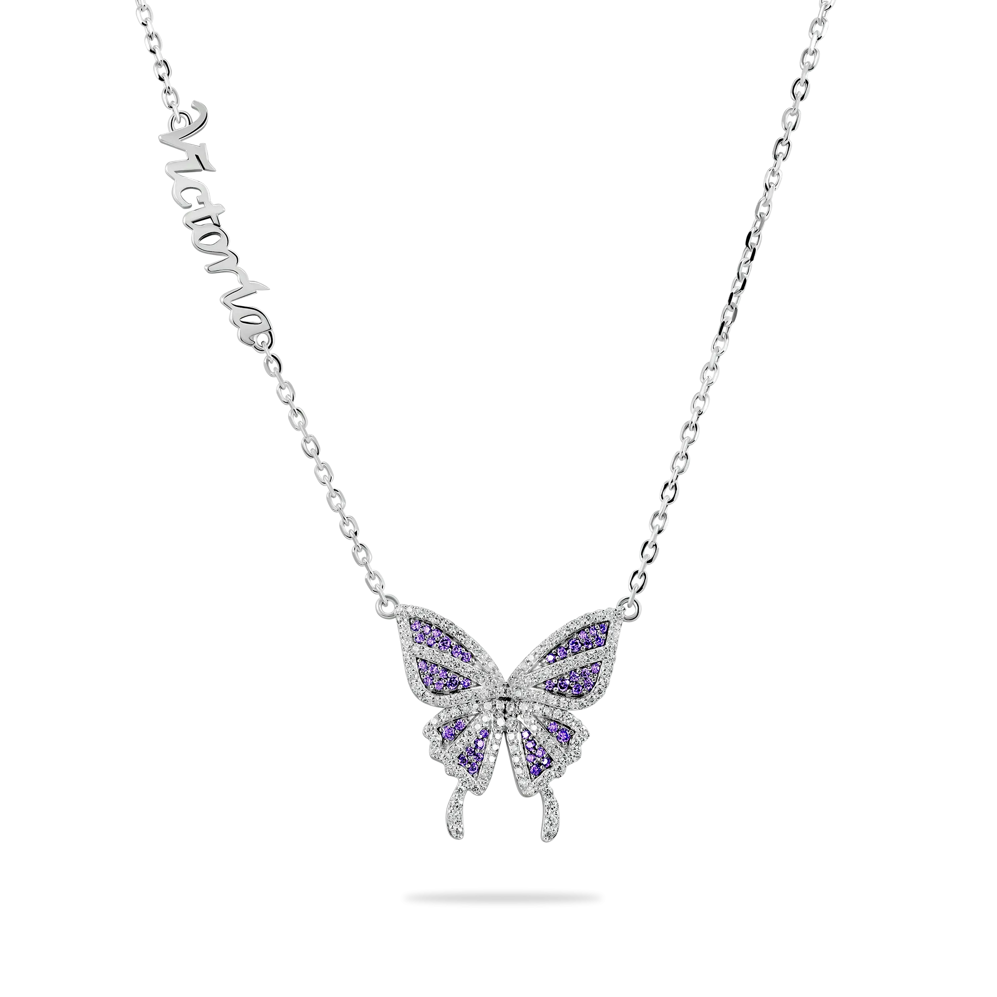 Custom Moissanite Purple Butterfly Necklace