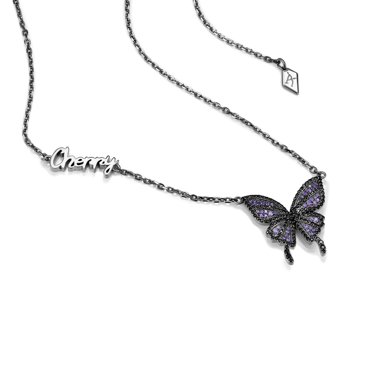 Custom Moissanite Purple Butterfly Necklace