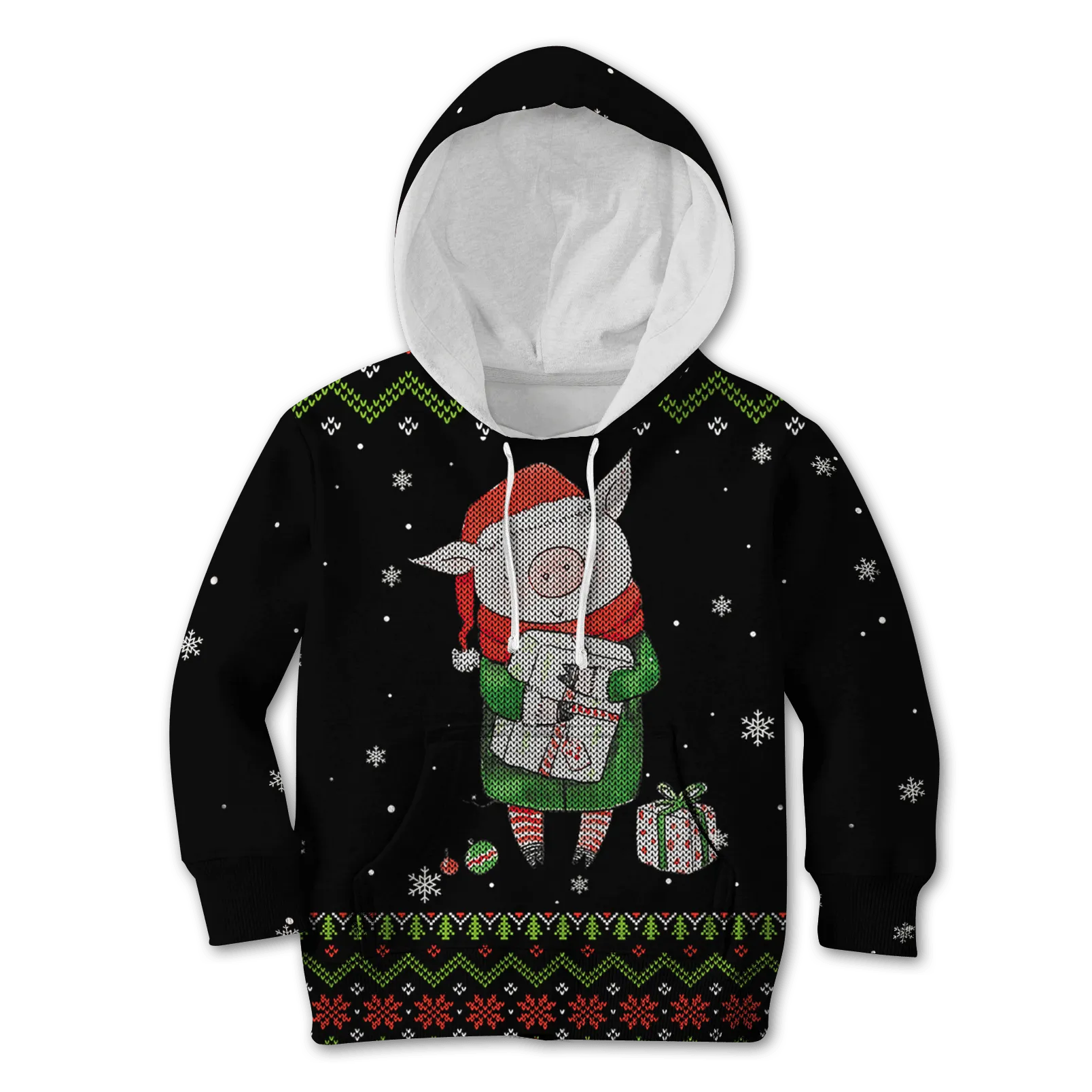 cute pig merry christmas Kid Custom Cosplay Hoodies Apparel