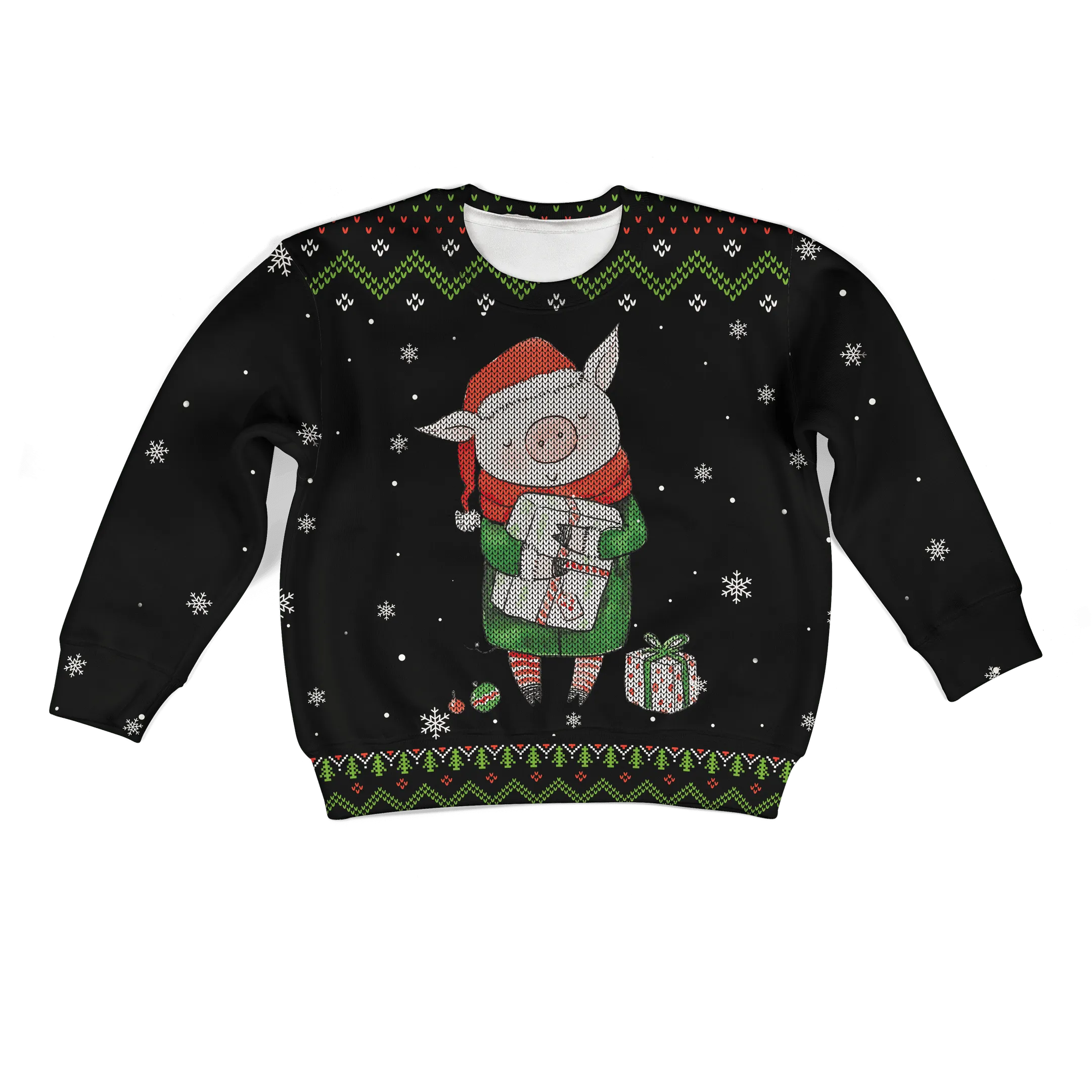 cute pig merry christmas Kid Custom Cosplay Hoodies Apparel
