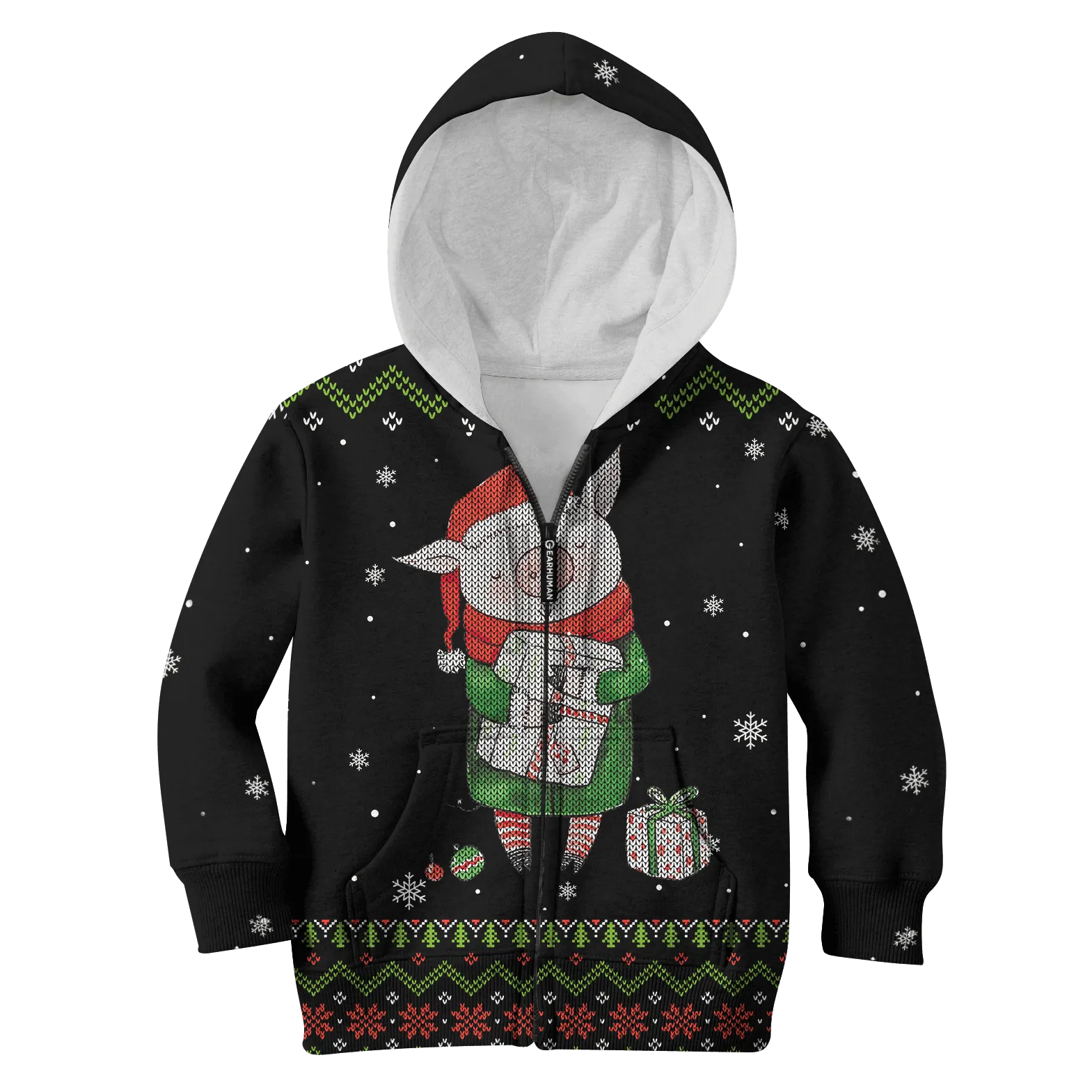 cute pig merry christmas Kid Custom Cosplay Hoodies Apparel