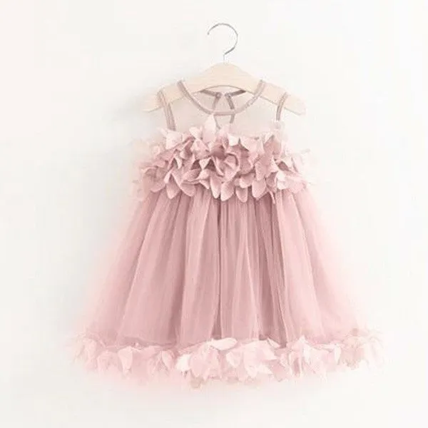 Cute Round Neck Pink Tulle Cheap Flower Girl Dresses with Appliques, QB0093