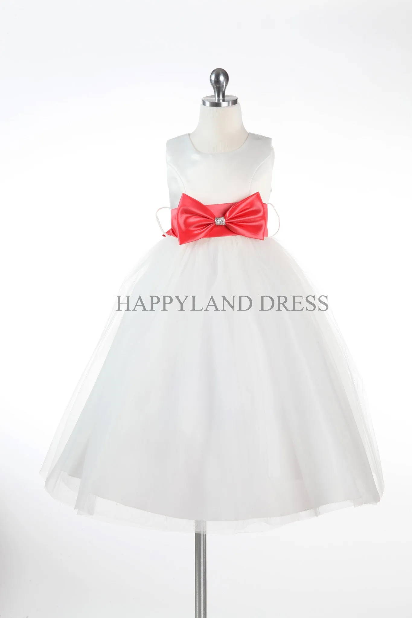 D6665 Off White Dress with Ribbon Sash (18 Diff Colors!)
