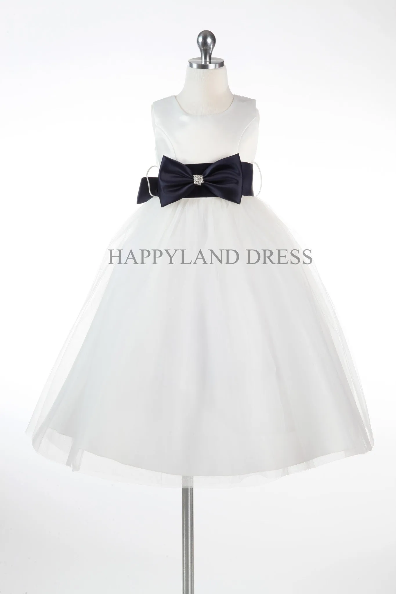 D6665 Off White Dress with Ribbon Sash (18 Diff Colors!)