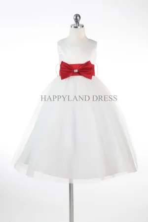 D6665 Off White Dress with Ribbon Sash (18 Diff Colors!)