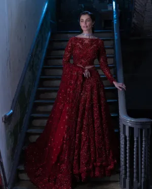 Dark Red Lehenga Choli Dress for Pakistani Bridal Dresses