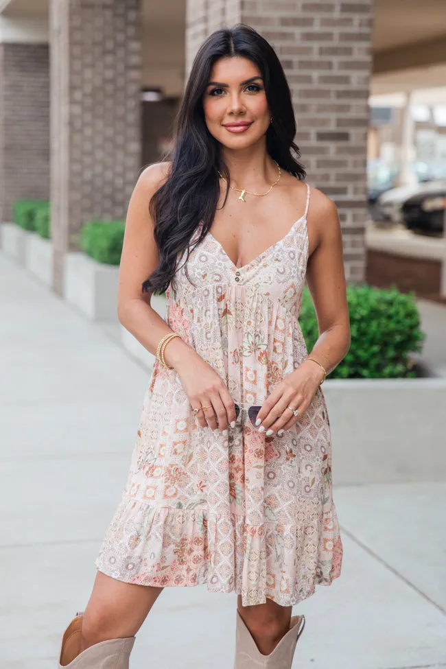 Deeper Connection Light Pink Color Patchwork Mini Dress FINAL SALE