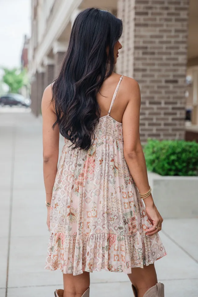 Deeper Connection Light Pink Color Patchwork Mini Dress FINAL SALE