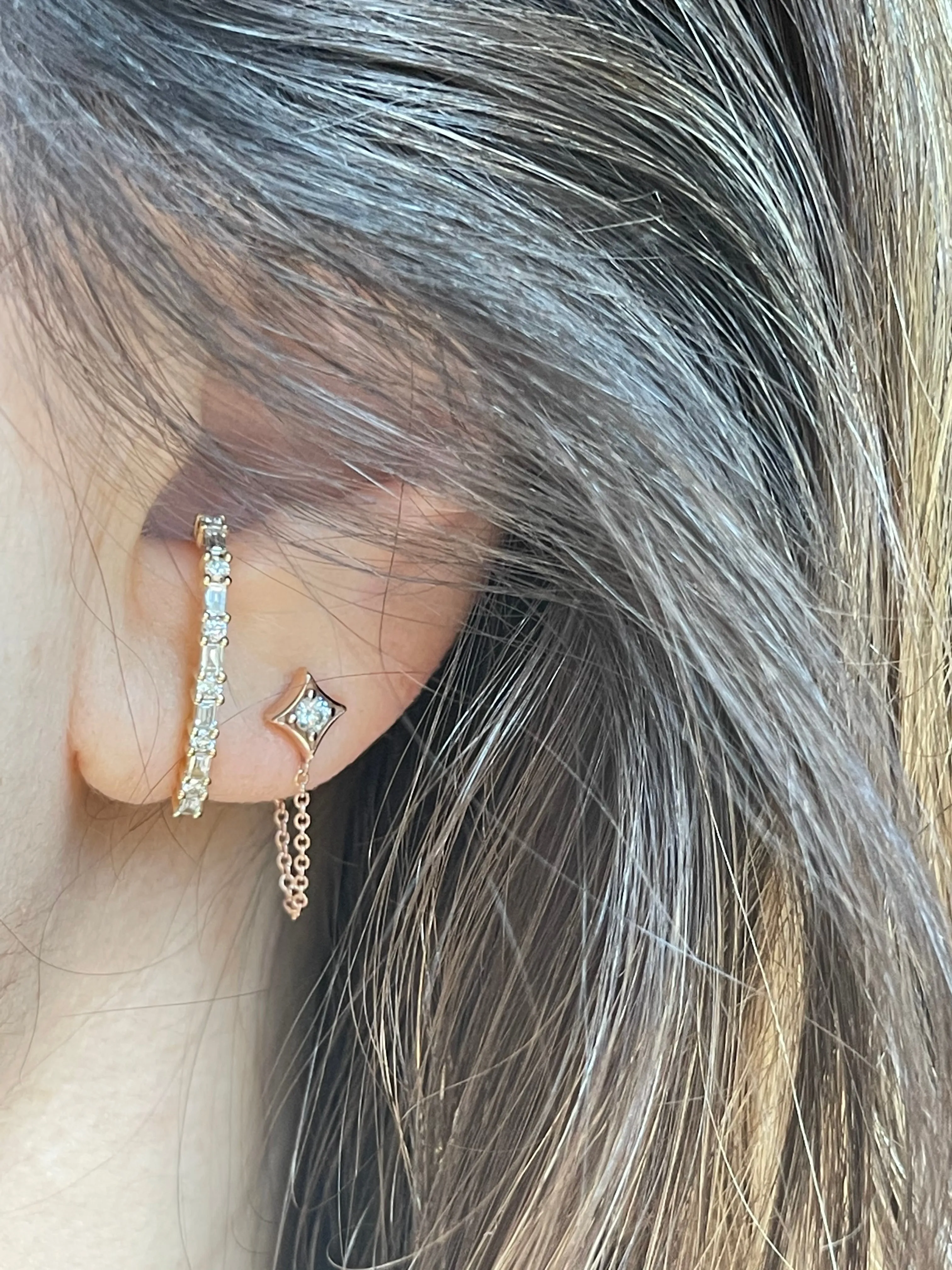 Diamond Baguette Ear Bar