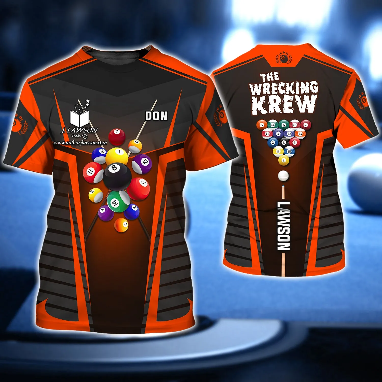 DON LAWSON, The Wrecking Krew Team In Orange Billard Balls 3D Shirt - QB95