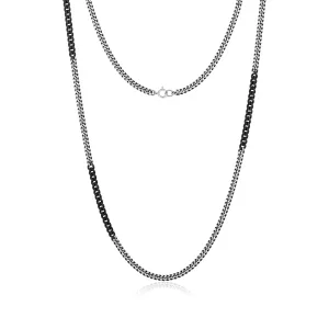 Double Edge Silver Oxidized Chain Necklace