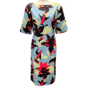 Dries van Noten Light Blue Multi Printed Midi Dress