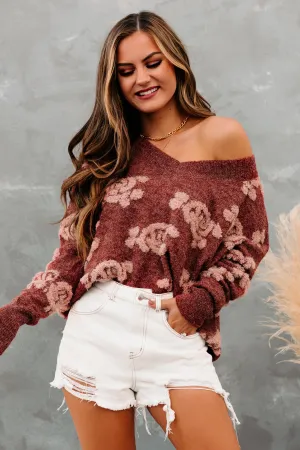 Eccentric Energy Textured Distressed Hem Sweater (Brick)