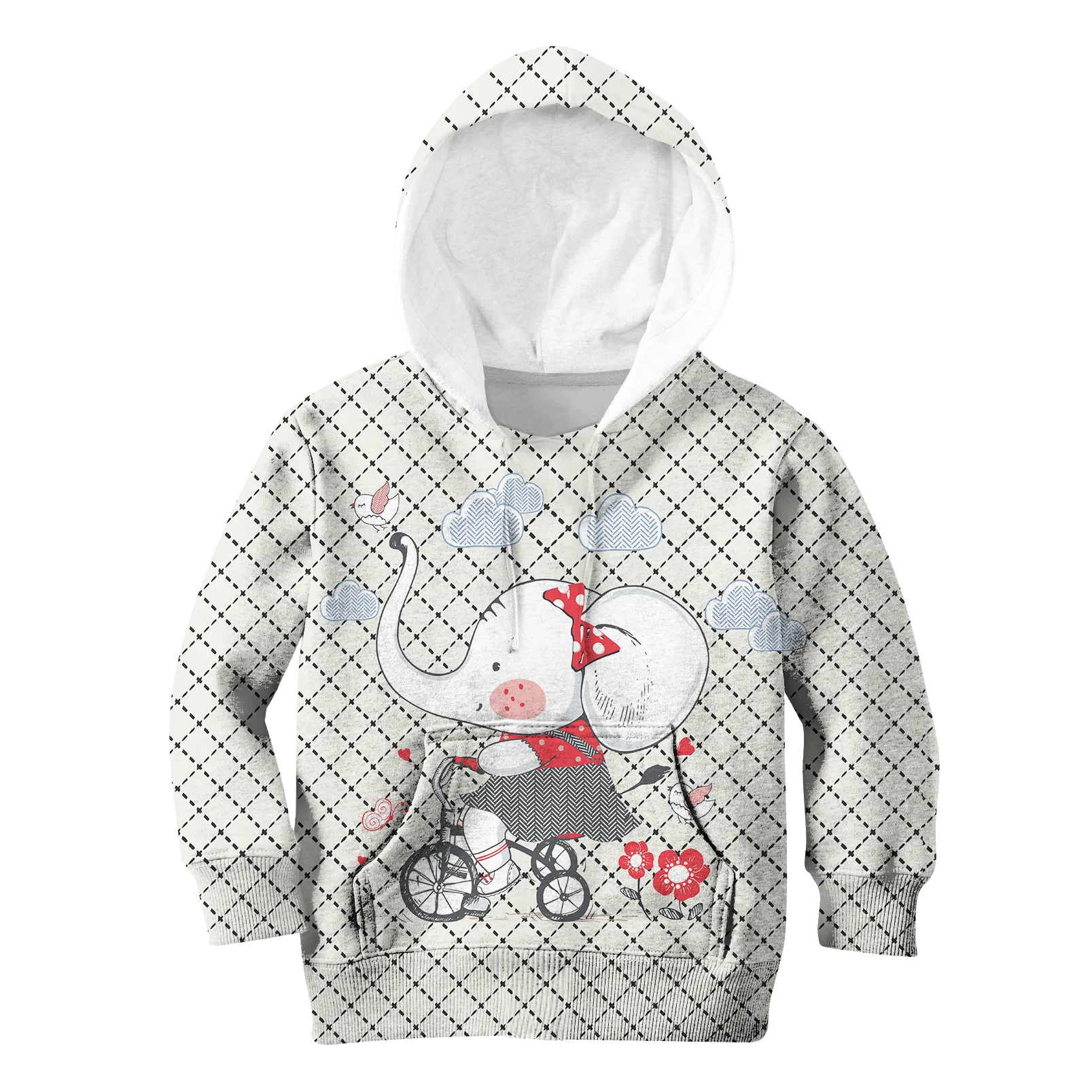 ELEPHANT RIDING BICYCLE Kid Custom Cosplay Hoodies Apparel