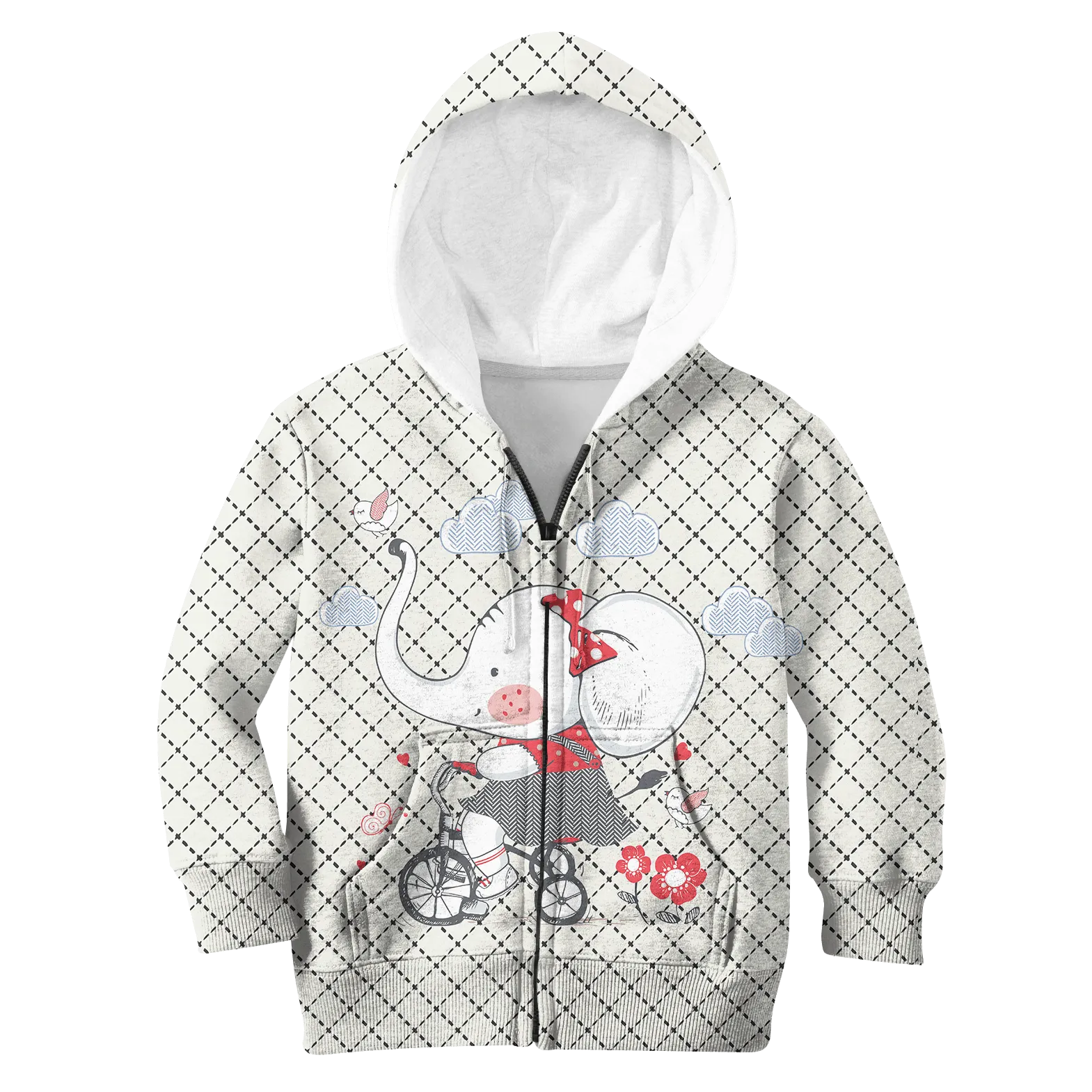 ELEPHANT RIDING BICYCLE Kid Custom Cosplay Hoodies Apparel