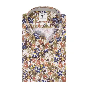 Extra long sleeves. Floral print knitted piquet shirt