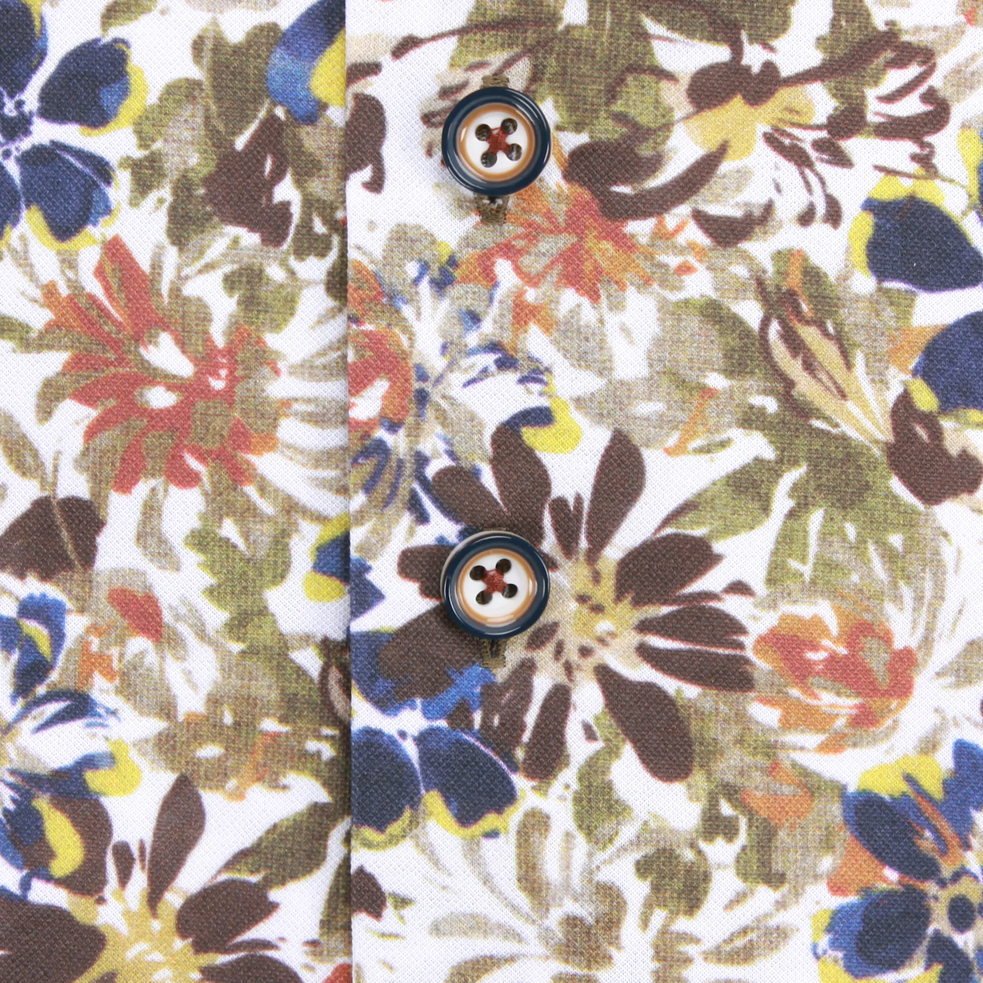 Extra long sleeves. Floral print knitted piquet shirt