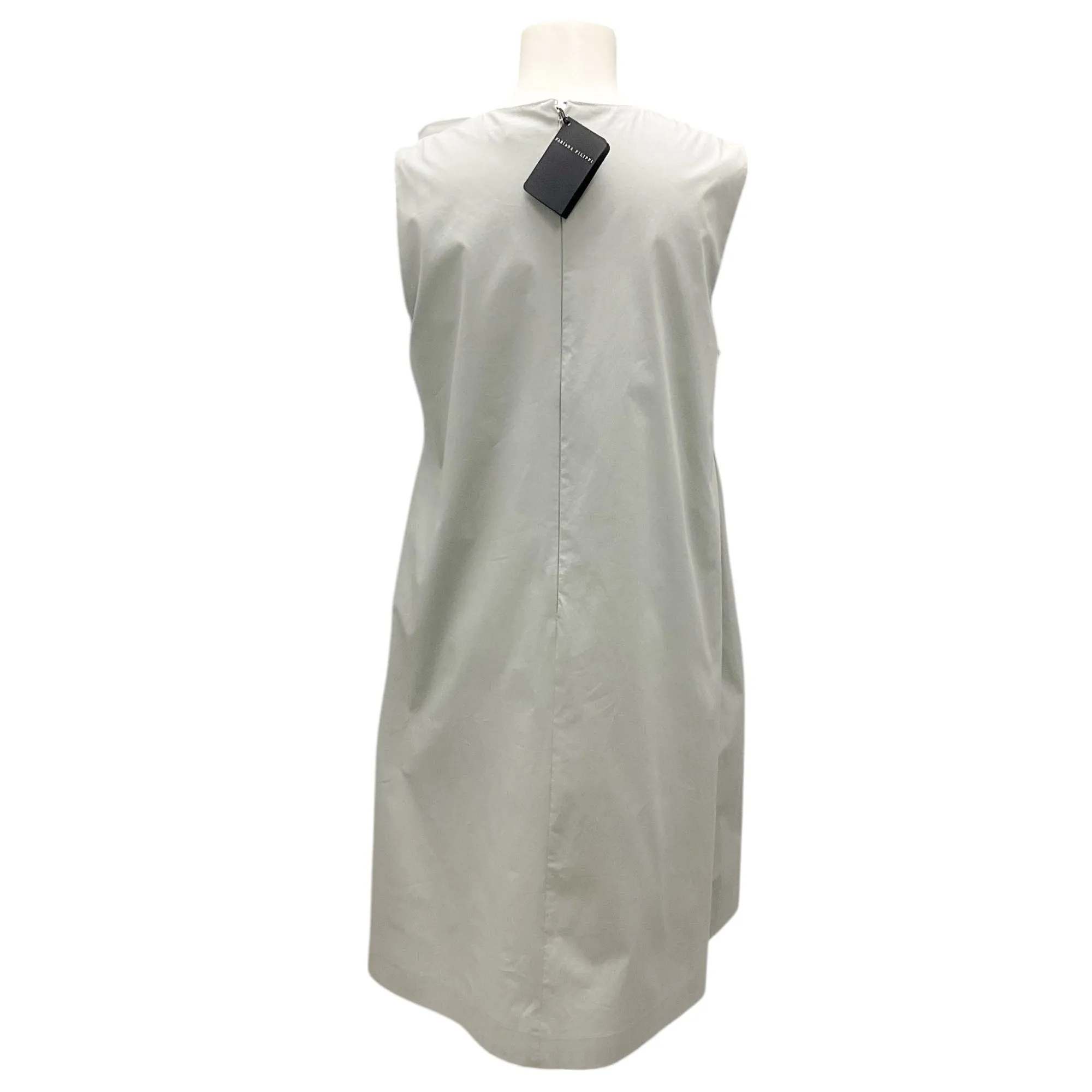Fabiana Filippi Light Grey Monili Bead Embellished Sleeveless Cotton Dress