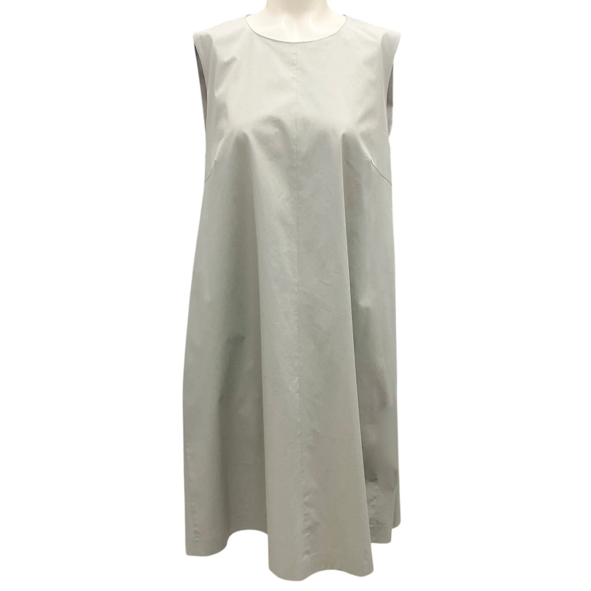 Fabiana Filippi Light Grey Monili Bead Embellished Sleeveless Cotton Dress