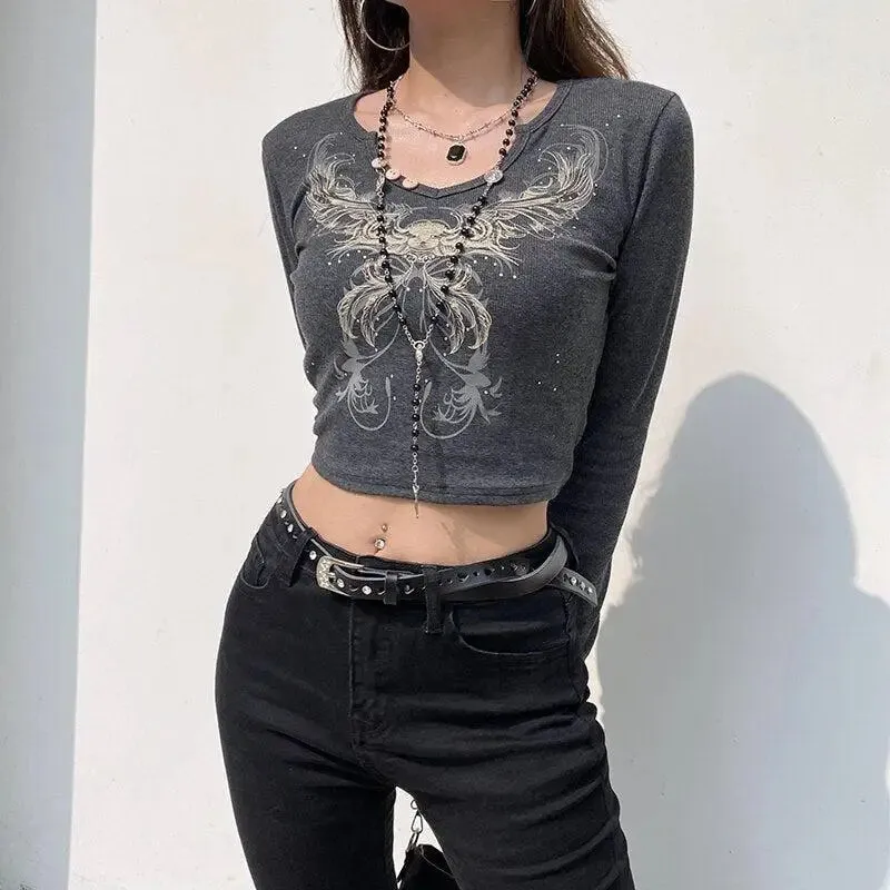 Fairy Grunge Butterfly Crop Top for Unique Style