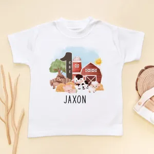 Farm Theme 1st Birthday Personalised Kids & Toddler T Shirt